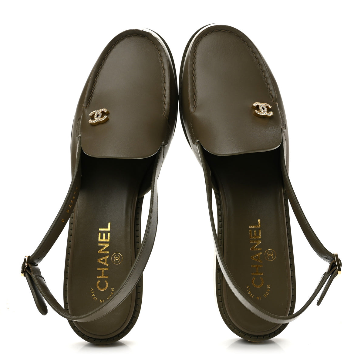 Chanel Calfskin Crystal CC Slingback Flats 39 Black 2 of 10