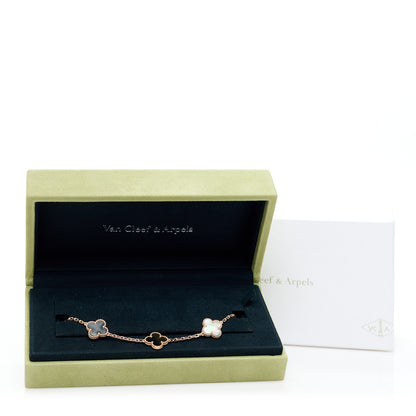 Van Cleef & Arpels 18K Rose Gold Grey Mother of Pearl 5 Motifs Vintage Alhambra Bracelet 5 of 5