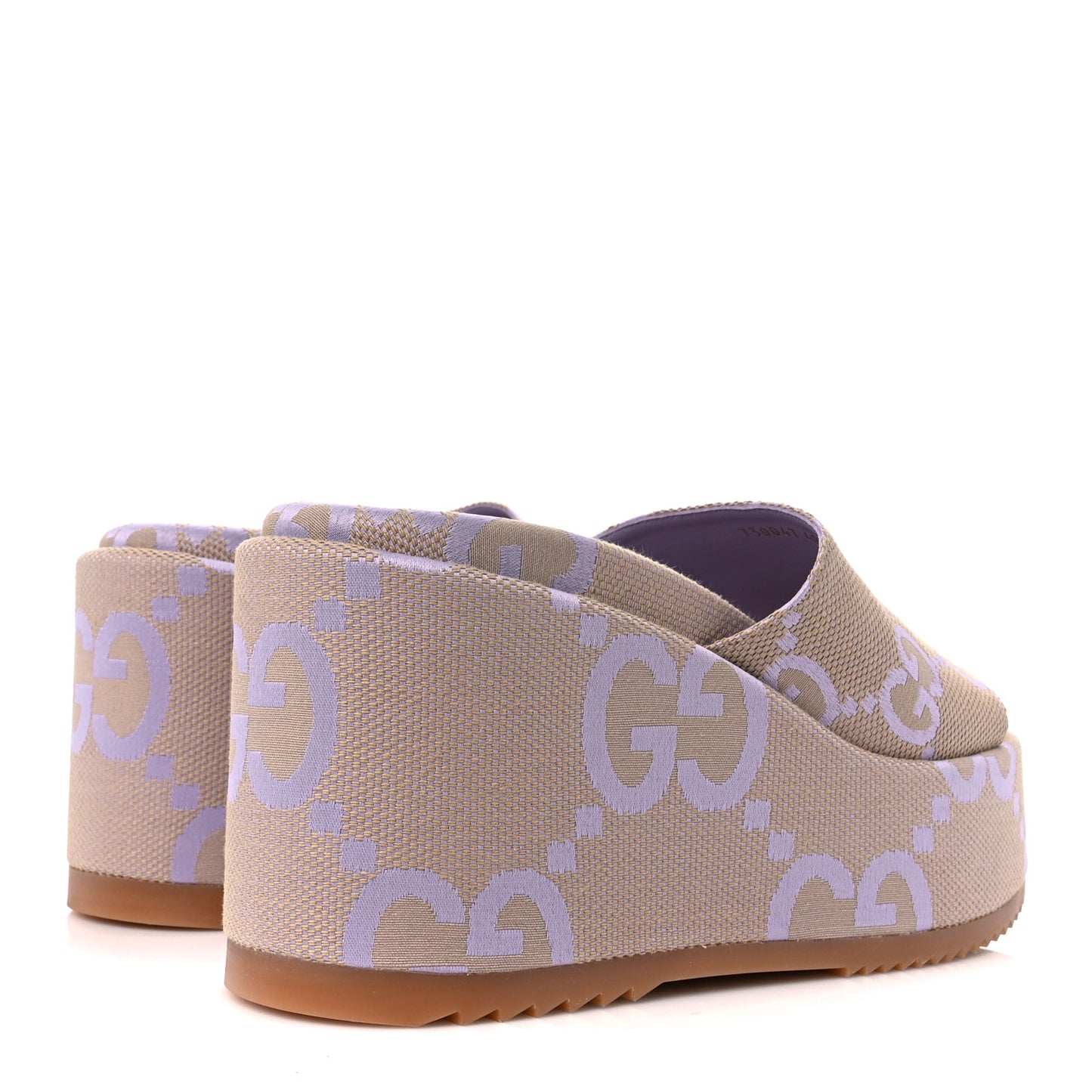 Monogram Jumbo GG Platform Slide Wedge Sandals 40 Beige Lapis