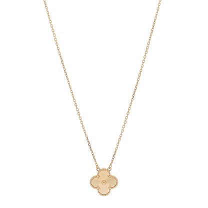 Van Cleef & Arpels 18K Yellow Gold Guilloche Vintage Alhambra Pendant Necklace 1 of 4