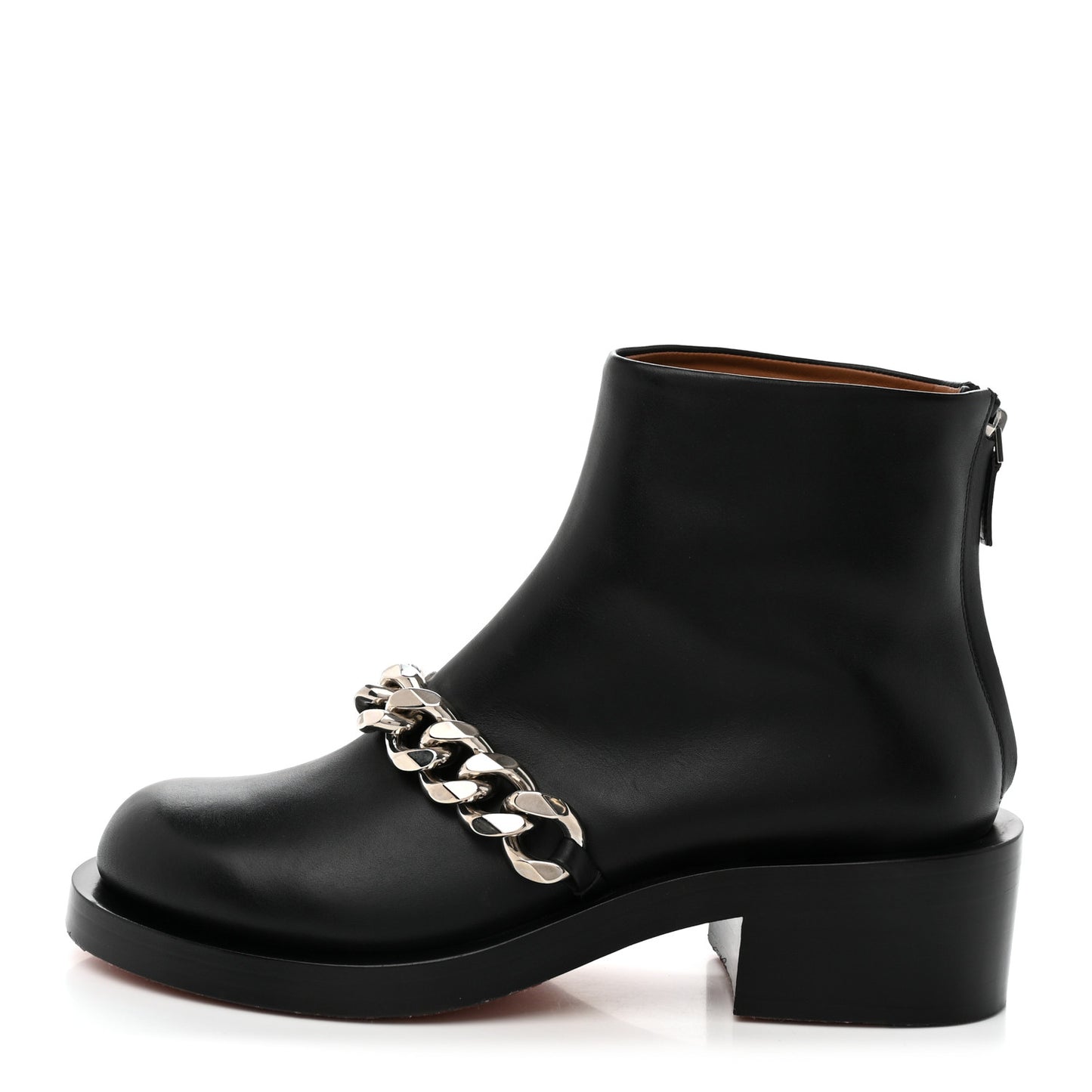 Calfskin Bottine Chain Boots 39 Black