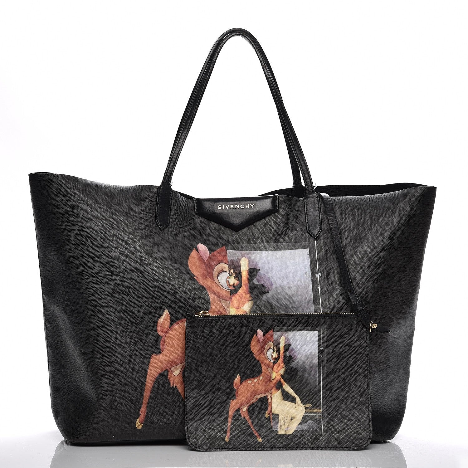 Givenchy Textured Coated Canvas Bambi Print Large Antigona Tote Black 3 of 13