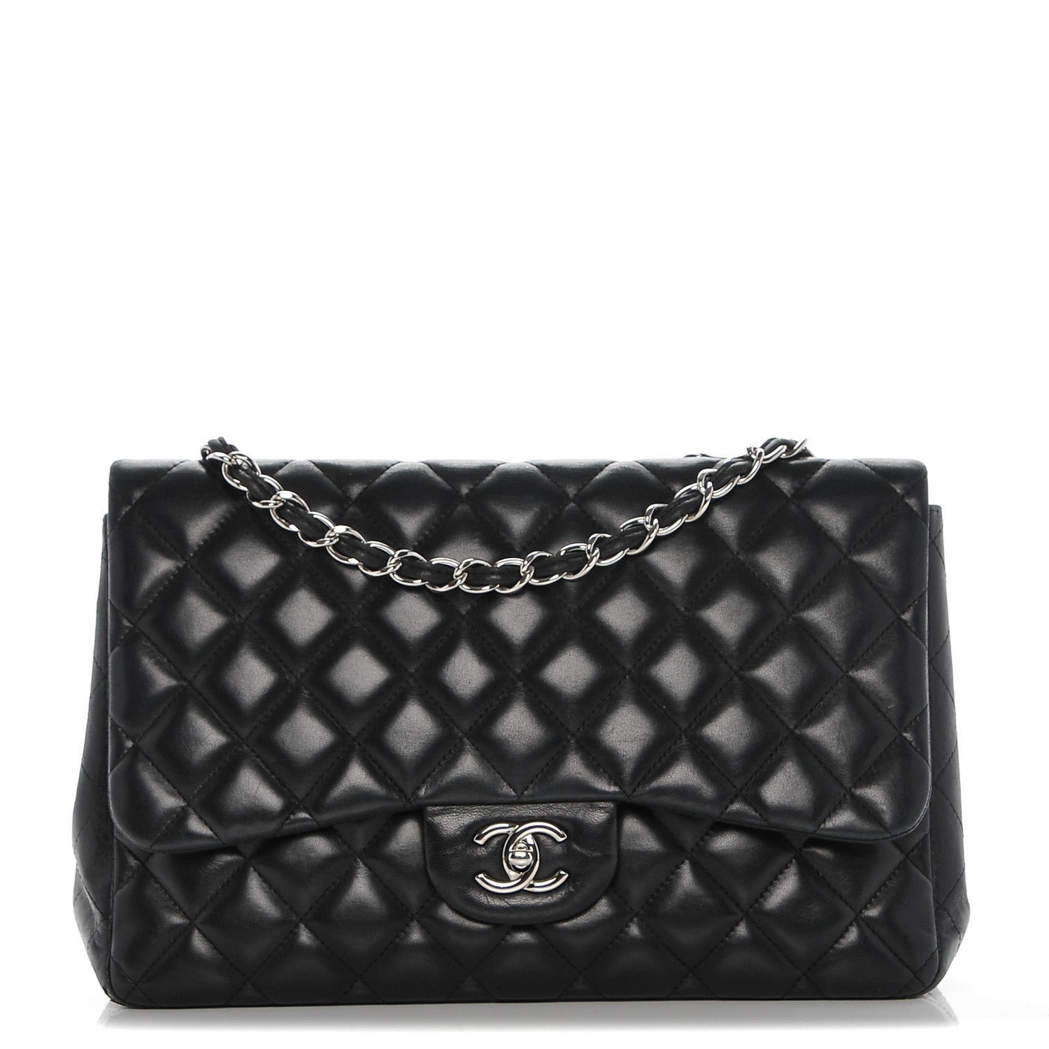 Chanel Lambskin Quilted Jumbo Single Flap Black 1 of 11