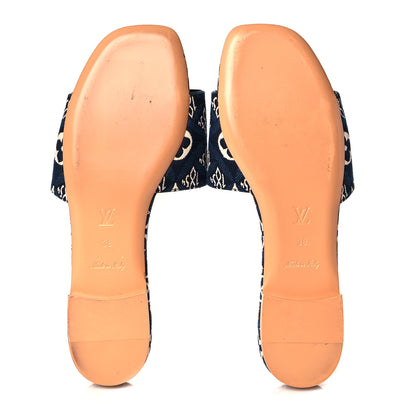 Louis Vuitton Jacquard Since 1854 Lock It Flat Mule 38 Blue 5 of 11
