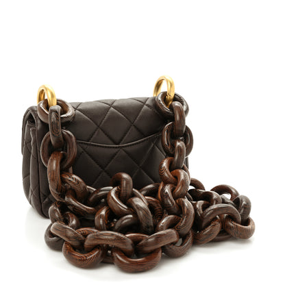 Chanel Lambskin Wenge Quilted Mini Fashion Wood Square Flap Brown 3 of 13