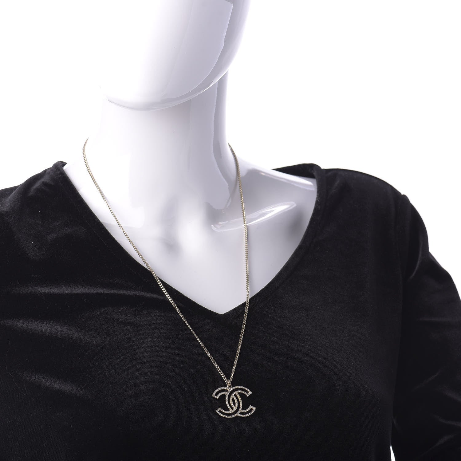 Chanel Crystal CC 100 Anniversary Necklace Gold 2 of 7