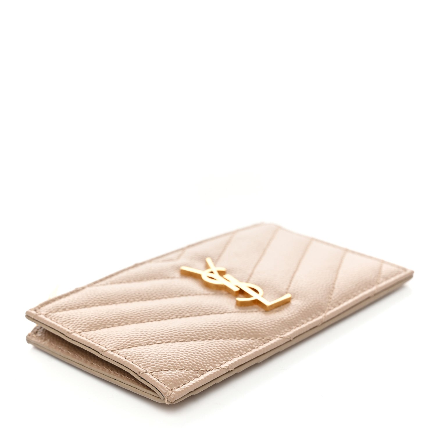 Saint Laurent Monogram Grain de Poudre 5 Fragments Zip Pouch Card Holder Dark Beige 4 of 7