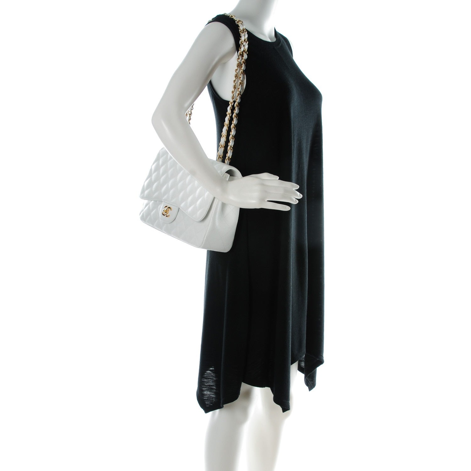 Chanel Caviar Quilted Jumbo Single Flap White 2 of 8