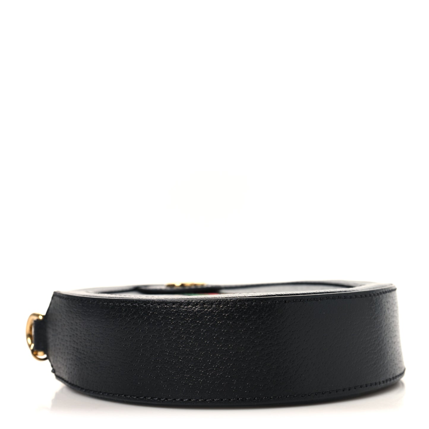 Grained Calfskin Web Mini Ophidia Round Shoulder Bag Black