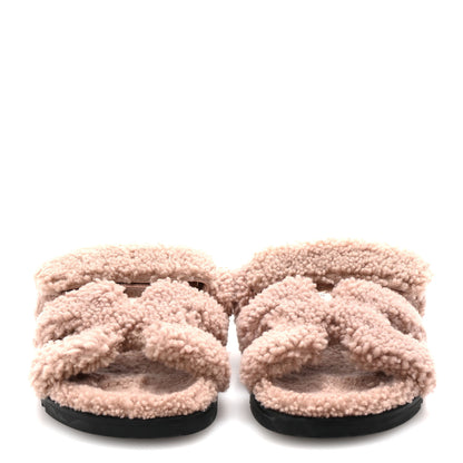Hermes Woolskin Womens Chypre Sandals 40 Bois De Santal 3 of 9