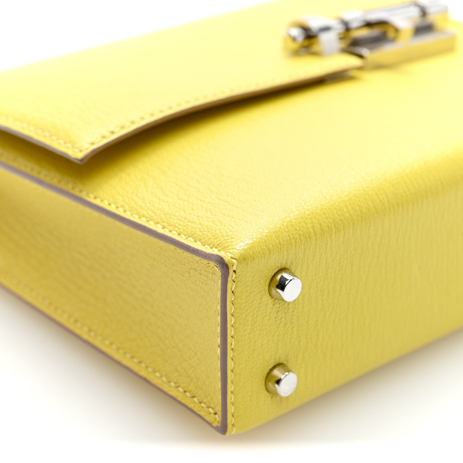Hermes Chevre Mysore Mini Verrou Chaine Bag Lime 8 of 9