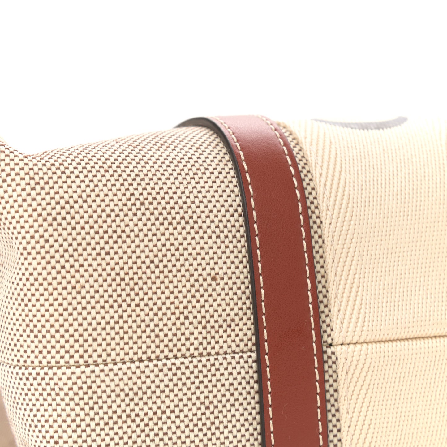 Cotton Calfskin Medium Woody Ribbon Tote White Brown