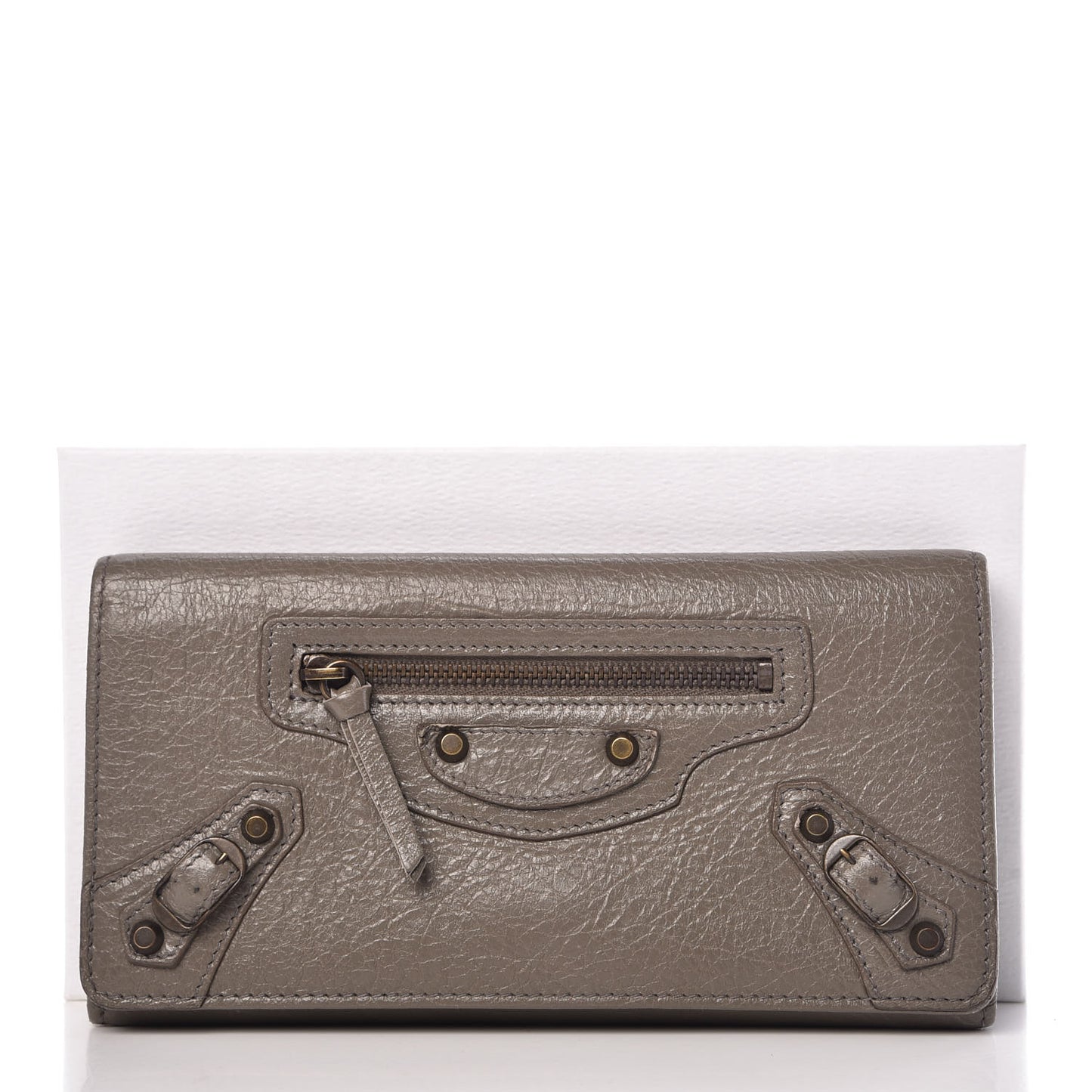 Agneau Classic Hardware Money Wallet Beige Liege