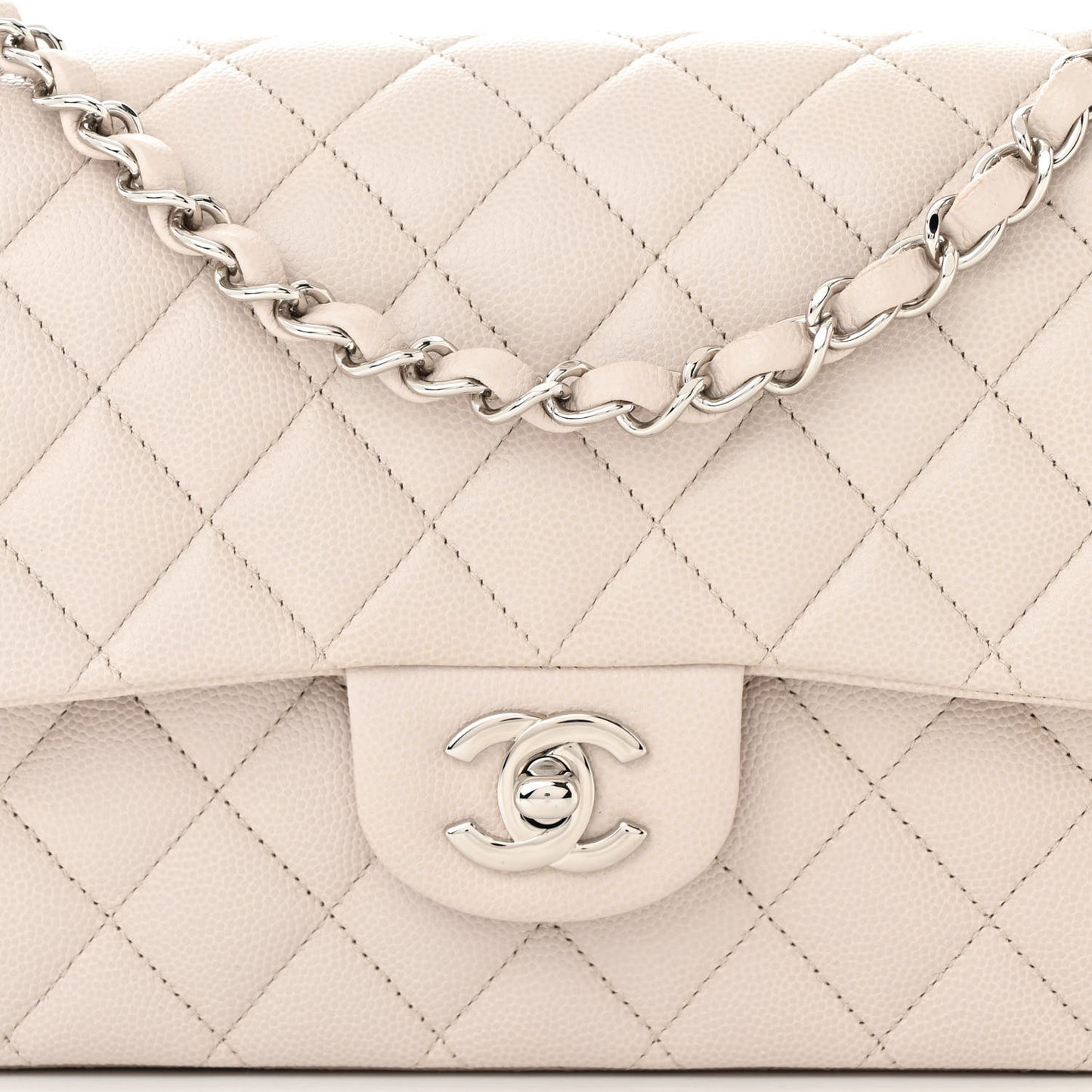 Caviar Quilted Medium Double Flap Ivory