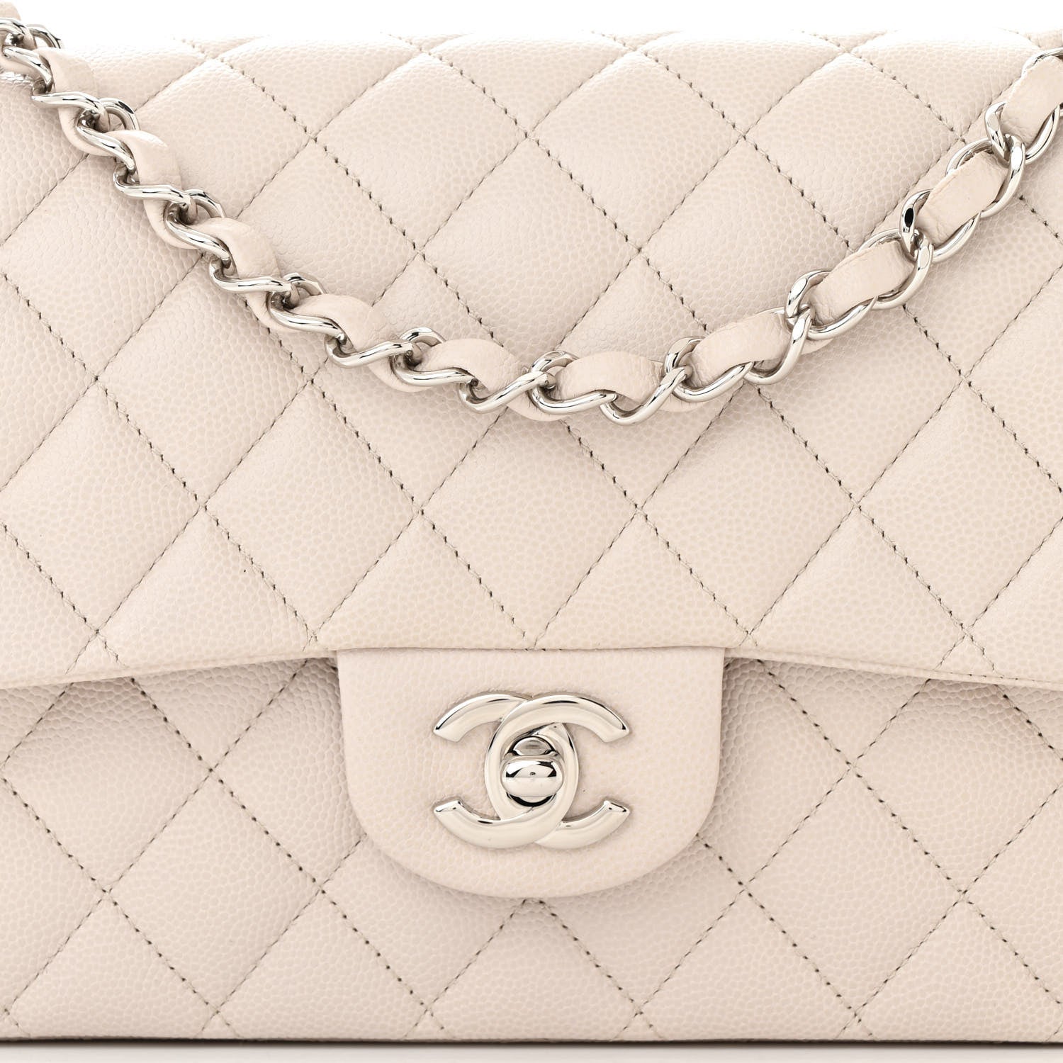 Chanel Caviar Quilted Medium Double Flap Ivory 8 of 11