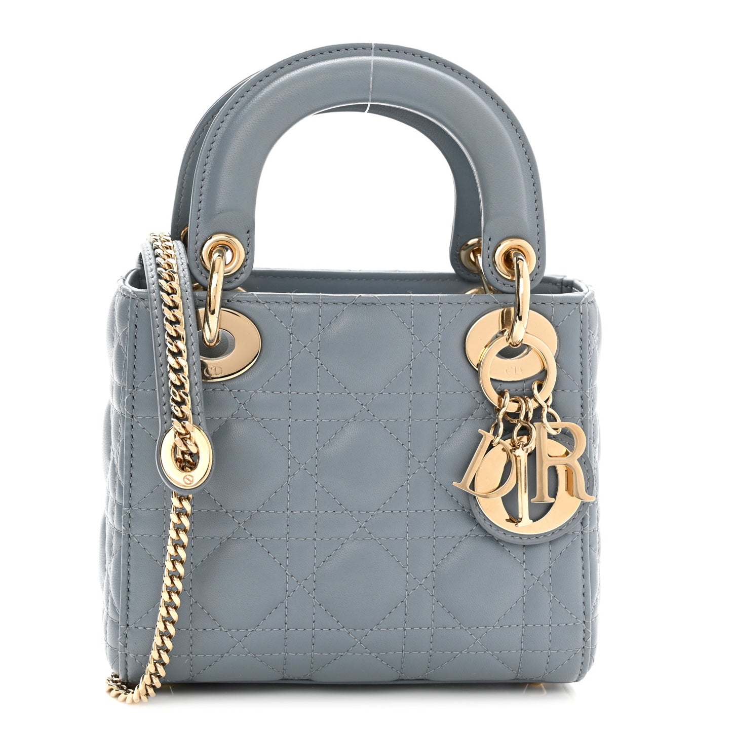 Lambskin Cannage Mini Lady Dior Cloud Blue