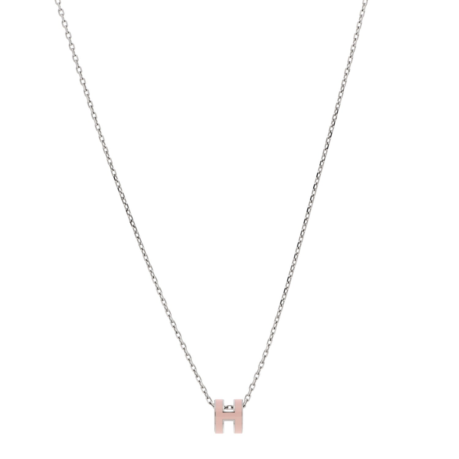 Hermes Palladium Mini Pop H Pendant Necklace Rose Dragee 1 of 5
