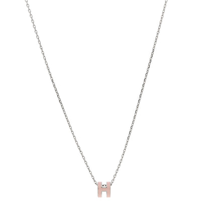 Hermes Palladium Mini Pop H Pendant Necklace Rose Dragee 1 of 5