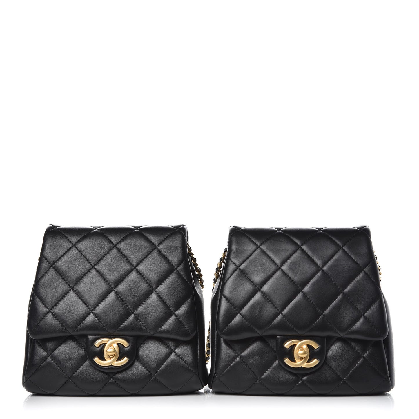 Lambskin Quilted Side Packs Black