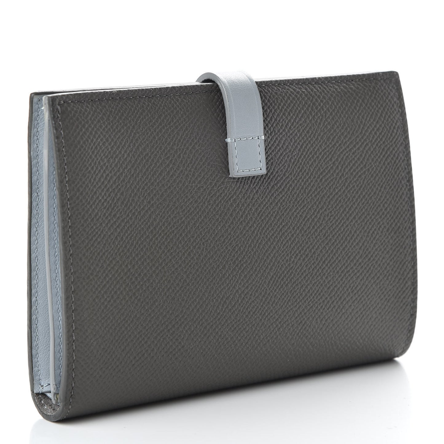 Grained Calfskin Medium Multifunction Strap Wallet Grey