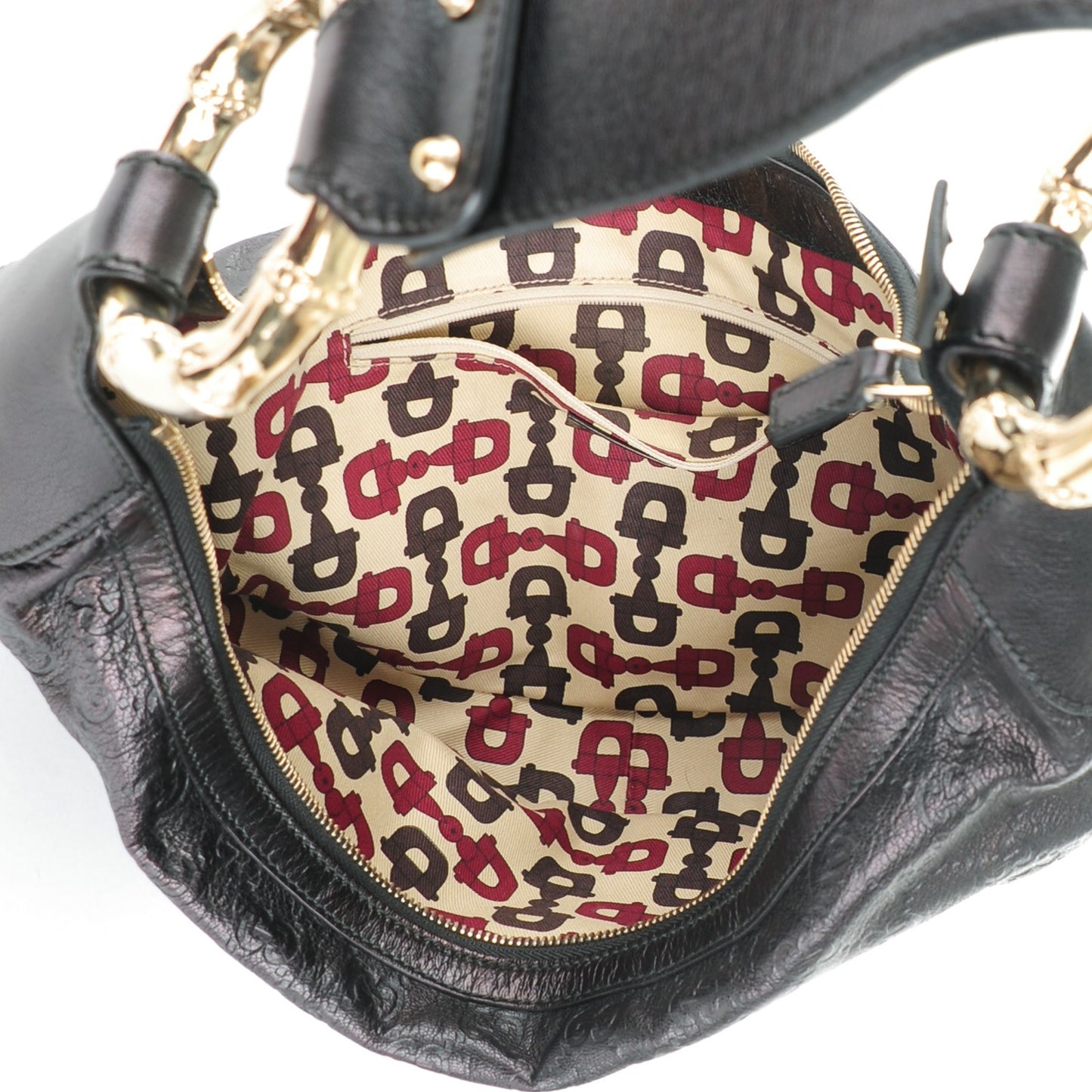 Guccissima Half Moon Bamboo Ring Hobo Black