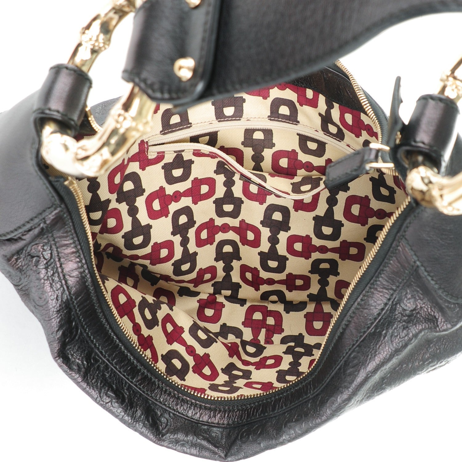Gucci Guccissima Half Moon Bamboo Ring Hobo Black 5 of 7