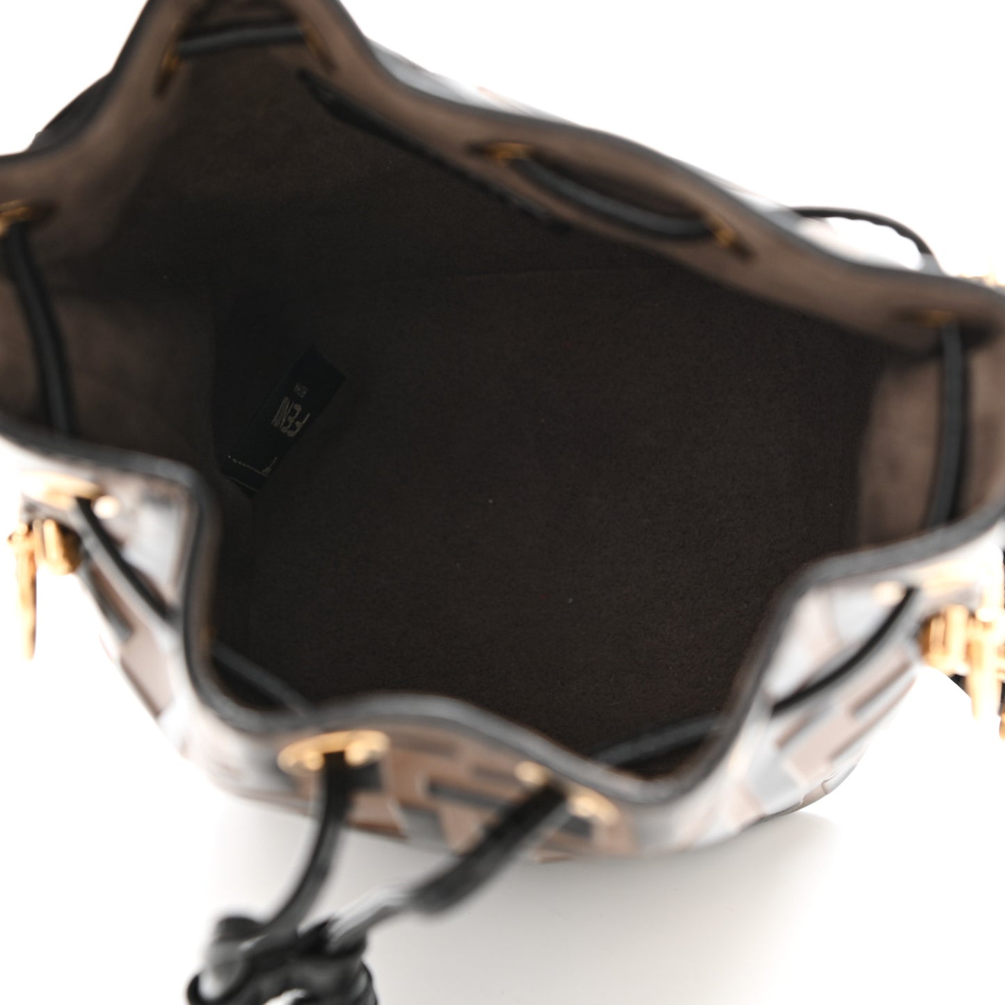 Vitello Liberty F is Fendi Bi-Color FF 1974 Embossed Mini Mon Tresor Bucket Bag Maya Black