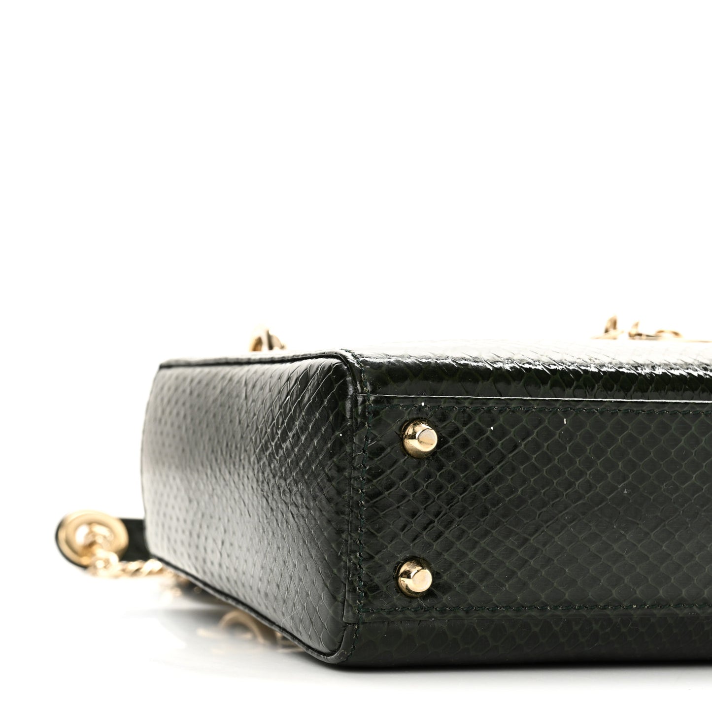 Shiny Snakeskin Mini Lady Dior Emerald Green