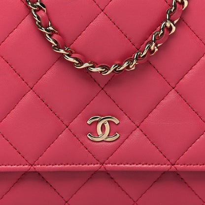 Chanel Lambskin Quilted Wallet On Chain WOC Dark Pink 9 of 14