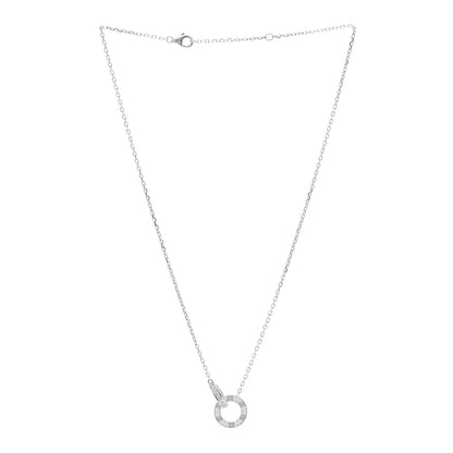 Cartier 18K White Gold Diamond Interlocking LOVE Paved Necklace 3 of 5