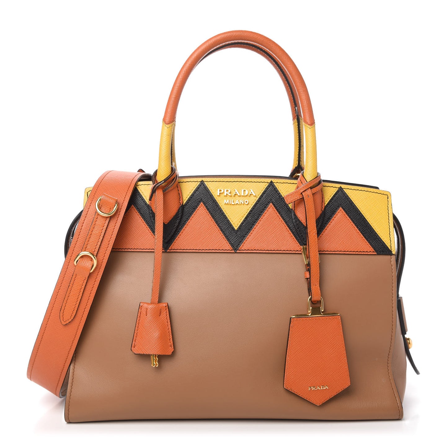 City Calf Saffiano Medium Esplanade Tote Caramel Papaya