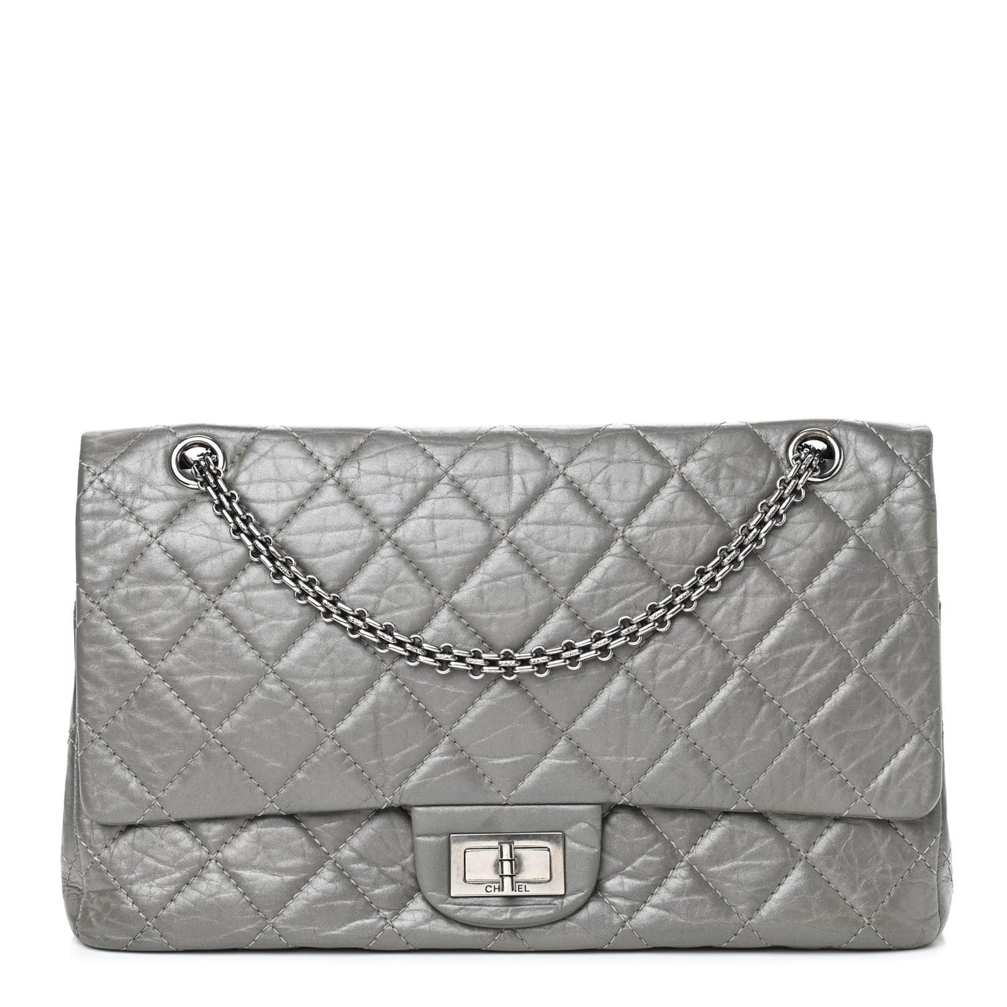 Metallic Aged Calfskin Quilted 2.55 Reissue 227 Flap Grey