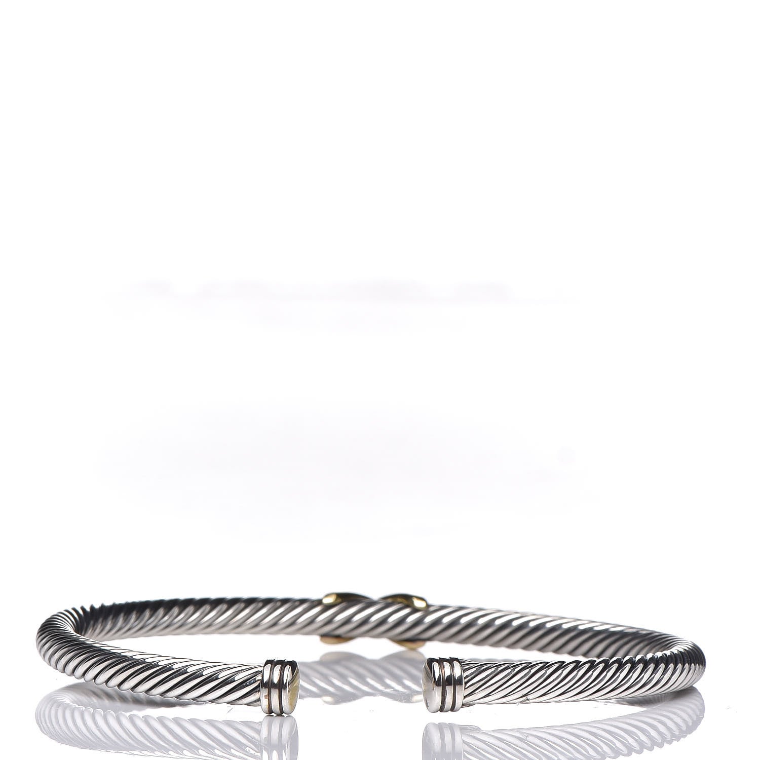 David Yurman Sterling Silver 18K Yellow Gold 4mm X Station Cable Bracelet 3 of 7