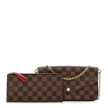 Louis Vuitton Damier Ebene Pochette Felicie Chain Wallet 1 of 13