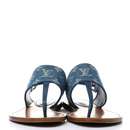 Louis Vuitton Monogram Denim Starboard Flat Thong Sandal 37 Blue 2 of 8