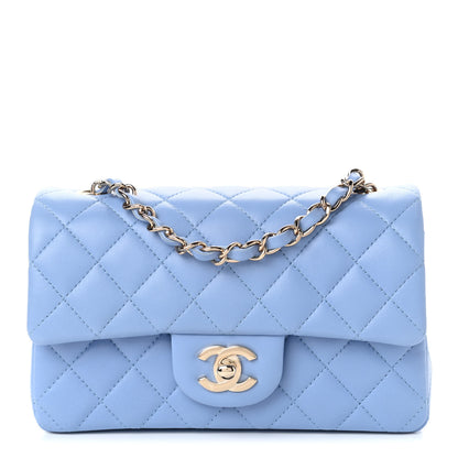 Chanel Lambskin Quilted Mini Rectangular Flap Light Blue 1 of 4
