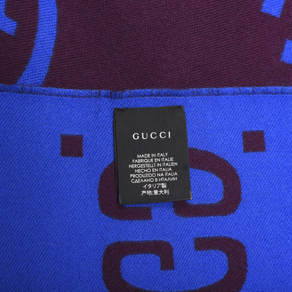 Gucci Wool Silk Monogram Jumbo GG Freedom Scarf Lacquer Blue 4 of 4
