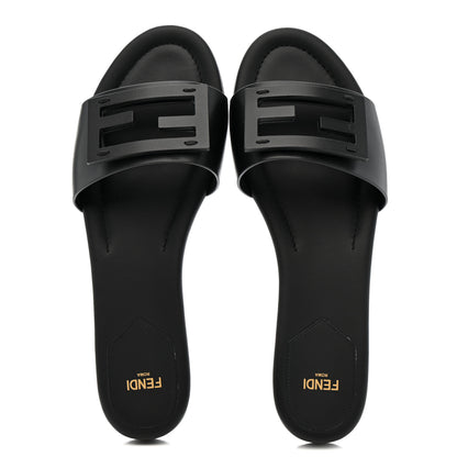 Fendi Vitello Cuoio Baguette Flat Slide Sandals 39.5 Black 2 of 9