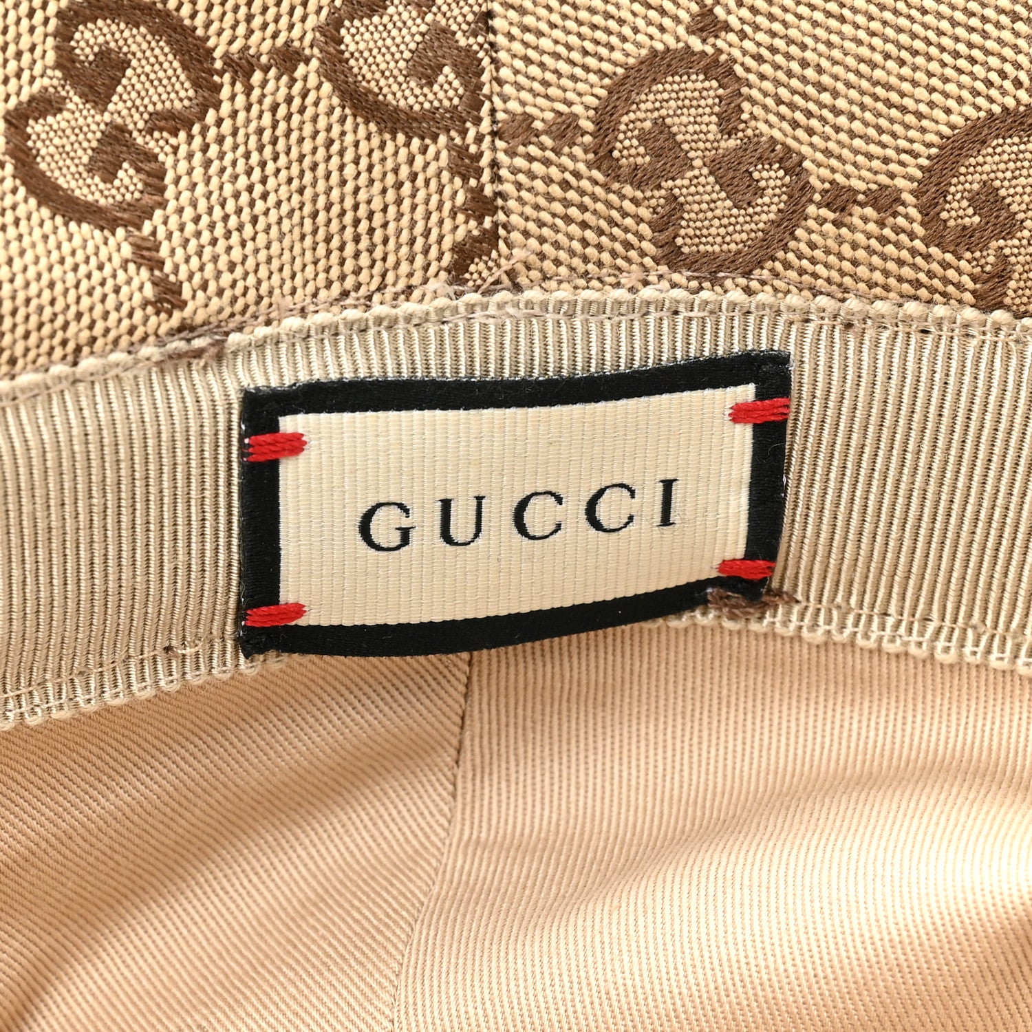 Gucci Monogram Textured Dollar Calfskin GG Jago Bucket Hat L Cacao Beige 9 of 9