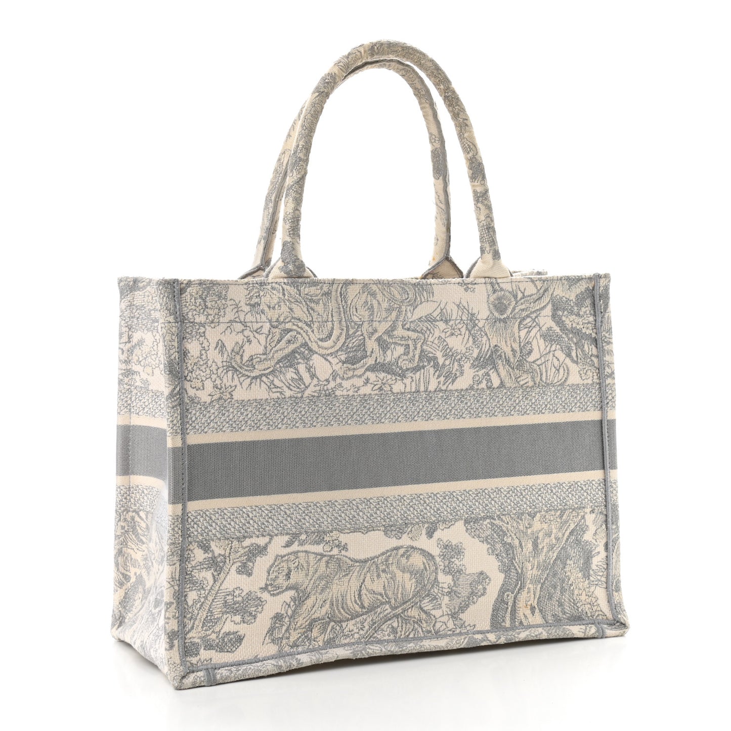 Canvas Embroidered Medium Dioriviera Toile De Jouy Book Tote Gray