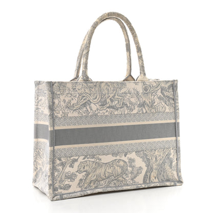 Christian Dior Canvas Embroidered Medium Dioriviera Toile De Jouy Book Tote Gray 3 of 17