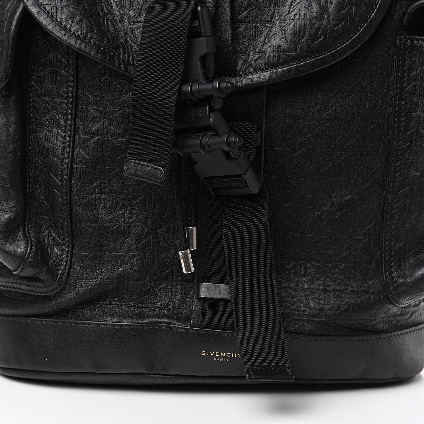 Calfskin Star Embossed Obsedia Backpack Black