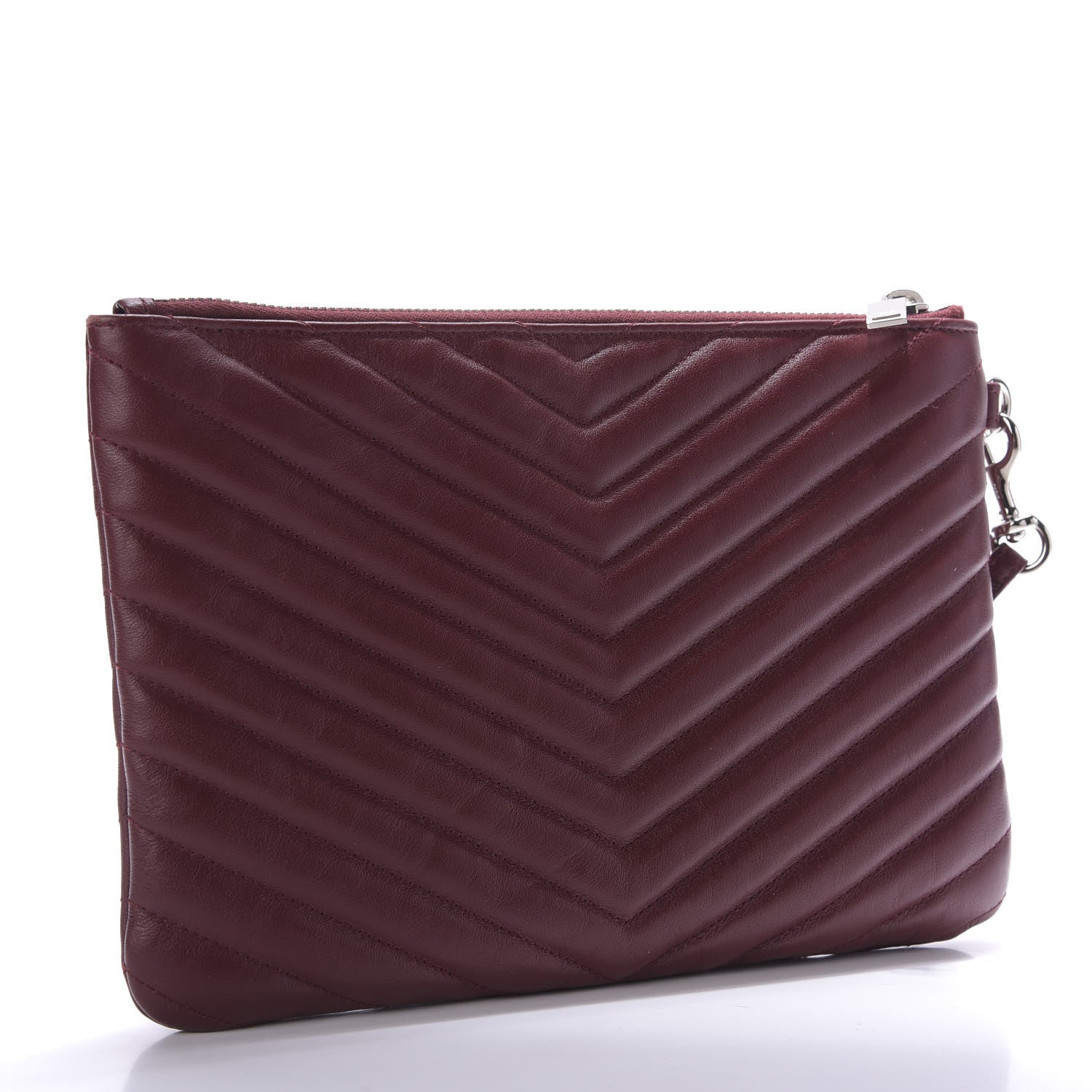 Saint Laurent Calfskin Matelasse Chevron Monogram A5 Wristlet Bordeaux 3 of 9