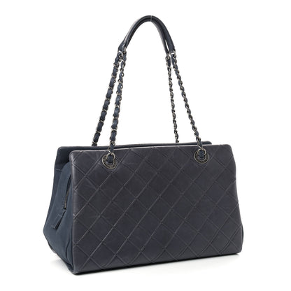 Chanel Calfskin Diamond Embossed Large CC Zip Shopping Tote Blue 2 of 8