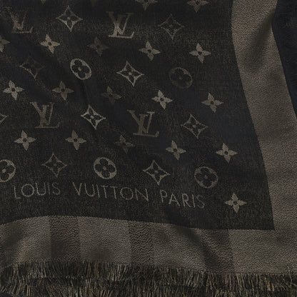 Louis Vuitton Silk Lurex Wool So Shine Monogram Shawl Black 2 of 3