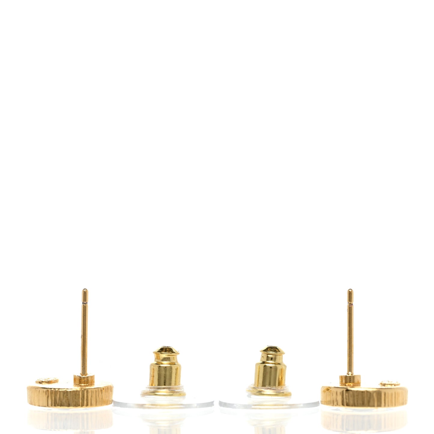 Resin CC Round Earrings Gold Black