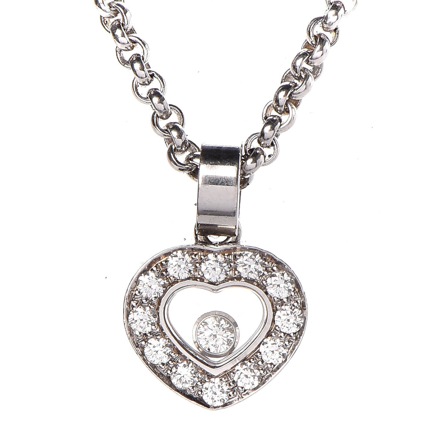 18K White Gold Happy Diamonds Heart Necklace