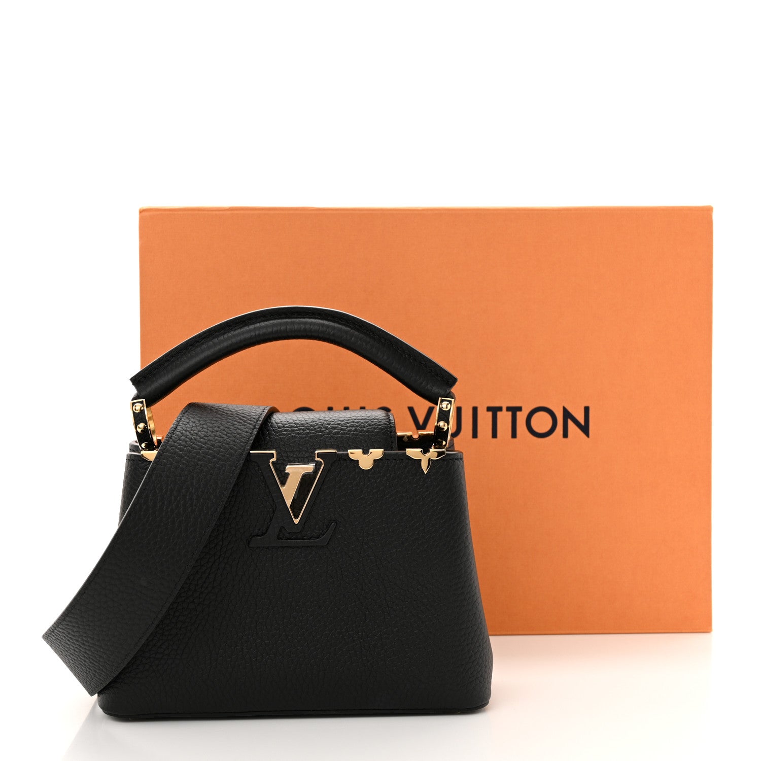 Louis Vuitton Taurillon Embellished Flower Crown Capucines Mini Black 10 of 10