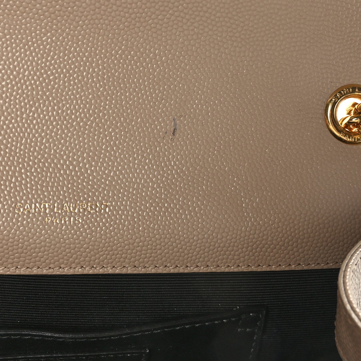 Grain De Poudre Textured Mixed Matelasse Triquilt Small Monogram Satchel Dark Beige