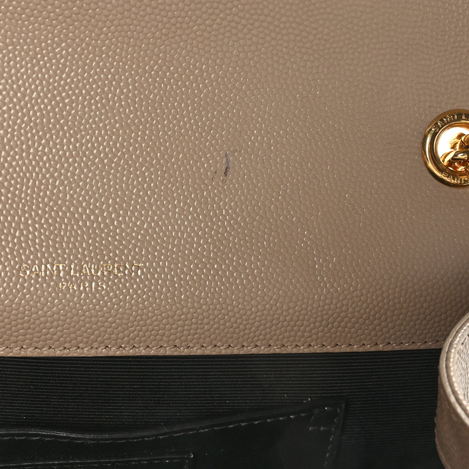 Saint Laurent Grain De Poudre Textured Mixed Matelasse Triquilt Small Monogram Satchel Dark Beige 9 of 9